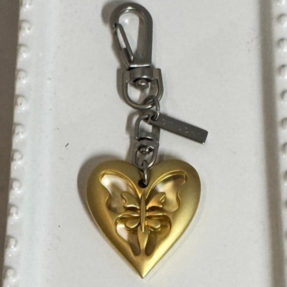 Vintage St. John key fob, butterfly,‎ heart gold-toned brushed purse fob